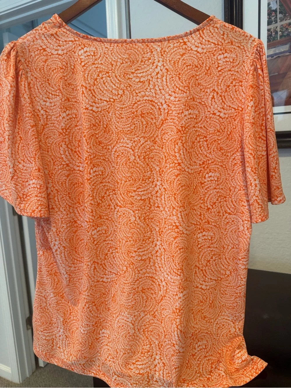 Michael Kors Top NWT L Orange Paisley V-Neck Silver Hardware Blouse